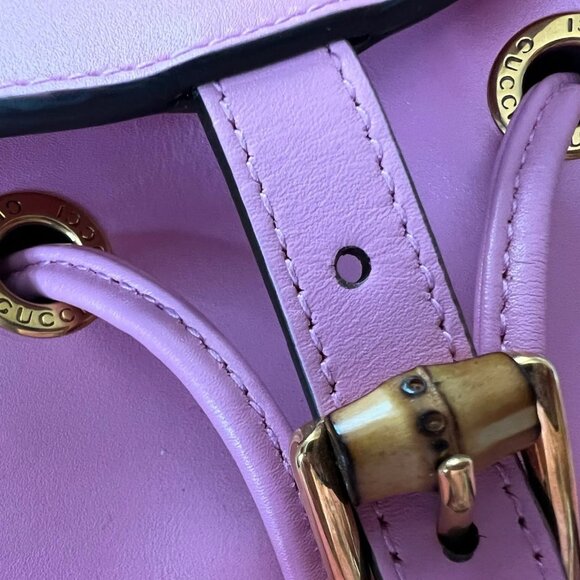 Gucci Small Pink Bamboo Leather Backpack - Picture 11 of 12